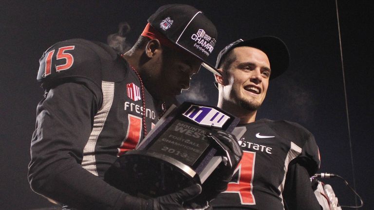 Davante Adams (left) and Derek Carr (right), former Fresno State college teammates, will be reunited in Las Vegas