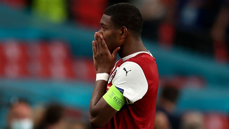 Real Madrid defender David Alaba misses goal