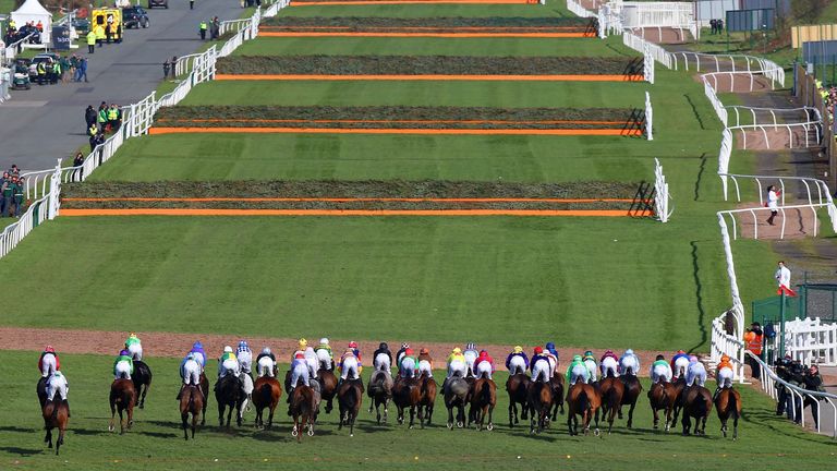 2015 Grand National Stadium kicked off towards the first fence