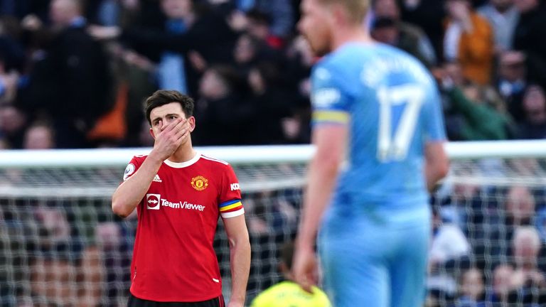 Harry Maguire responded after Kevin De Bruyne scored Man City's second goal