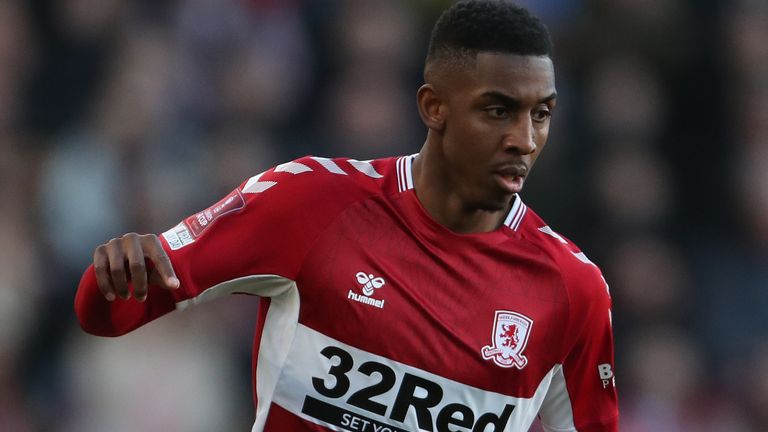 Isaiah Jones of Middlesbrough during the FA Cup match between Middlesbrough and Chelsea at Riverside Stadium, Middlesbrough on Saturday 19 March 2023 (Photo by Mark Fletcher/MI News/Noor Photo via Getty Images)