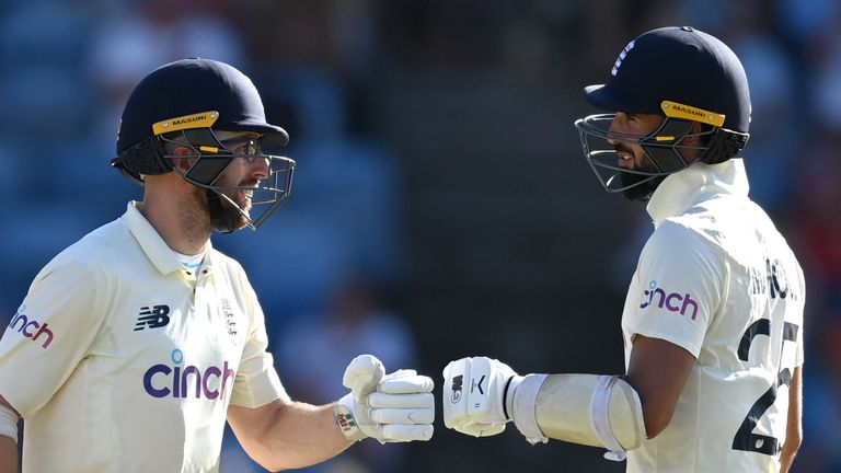 Jack Leach and Saqib Mahmud put 90 in the last wicket to thwart the West Indies