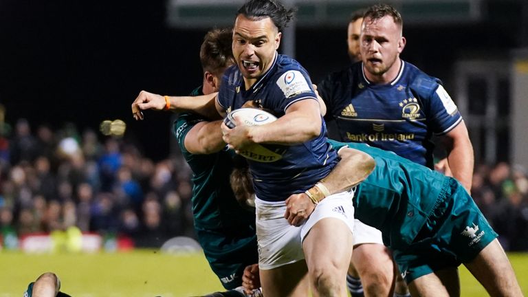 Leinster's James Lowe scored two attempts within four minutes when he defeated Konacht in the first leg of the Heineken Champions Cup.