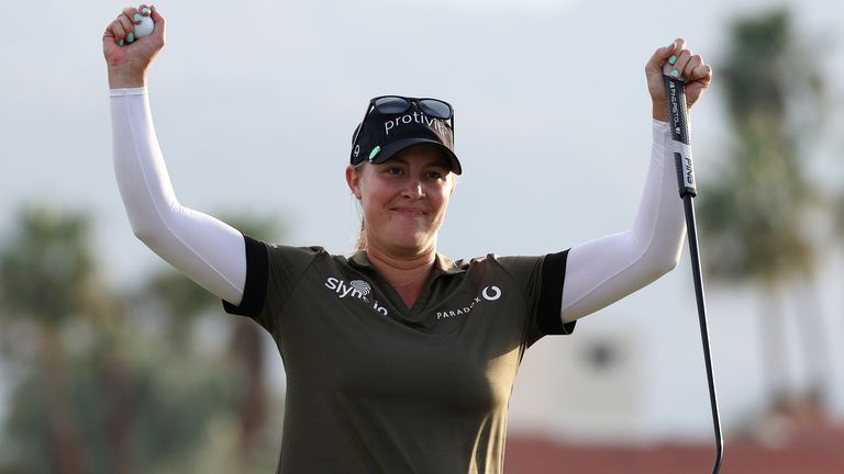 Jennifer Kupshaw celebrates after winning the Chevron Championship