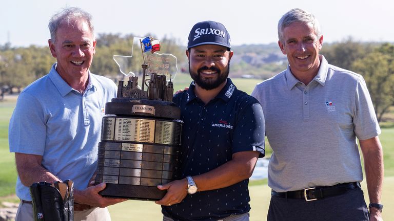 Spaun presented with the Valero Texas Open . Cup