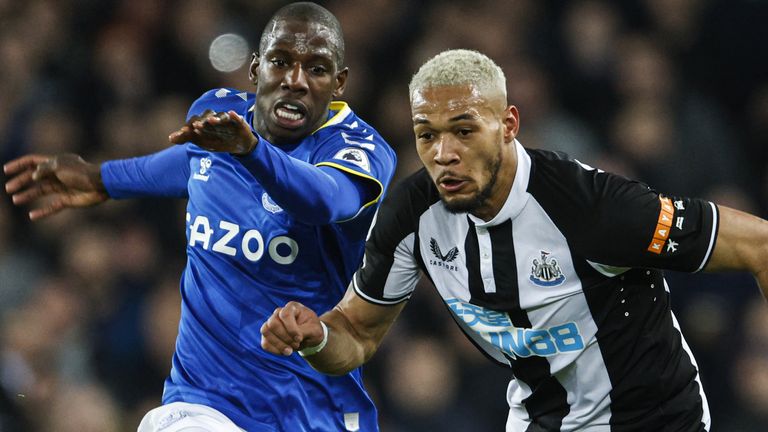 Everton Abdullah Doukuri (left) and Joelinton Newcastle United