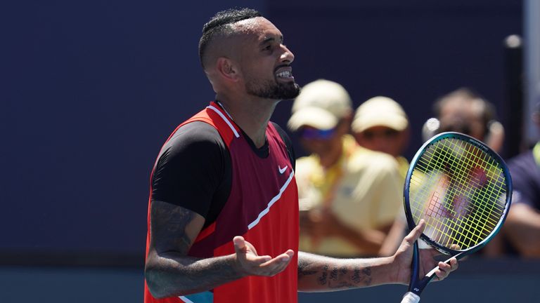 Nick Kyrgios crashed into the fourth round against Yannick Sener, after taking a penalty kick in the match 