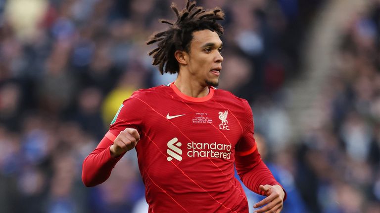 Trent Alexander-Arnold during the Liverpool match at Wembley Stadium