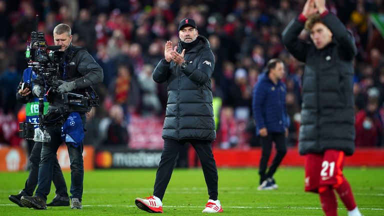 Jurgen Klopp celebrates Liverpool's victory over Inter Milan