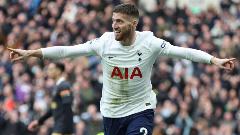 Matt Doherty celebrates after giving Tottenham the lead (AP)
