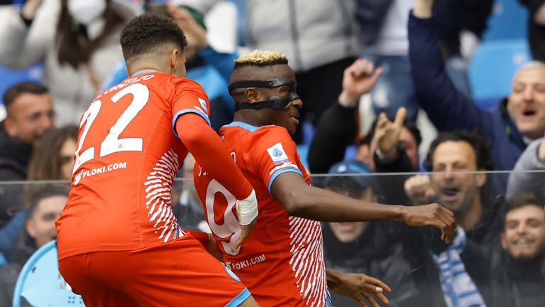 Victor Osimhen celebrated Naples, right