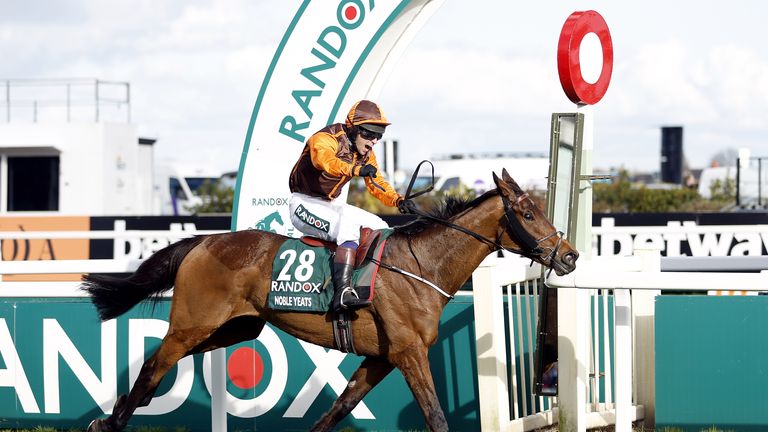 Sam Willie Cohen celebrates Noble Yates' Grand National Championship win