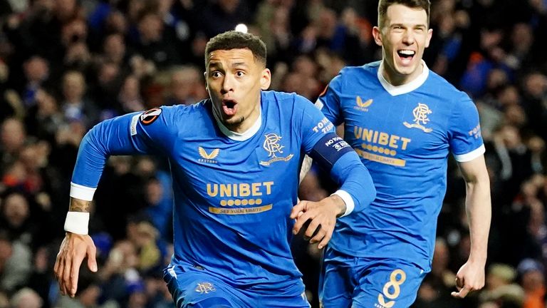 Rangers James Tavernier celebrates scoring his first goal