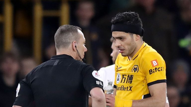 Raul Jimenez was sent off for wolves against Leeds