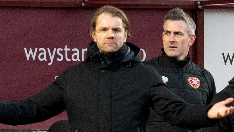 EDINBURG, SCOTLAND - JANUARY 29: Hearts manager Robbie Nelson during a match between Hearts and Motherwell at Tyincastle Stadium, on January 29, 2023, in Edinburgh, Scotland.  (Photo by Ross Parker/SNS Group)