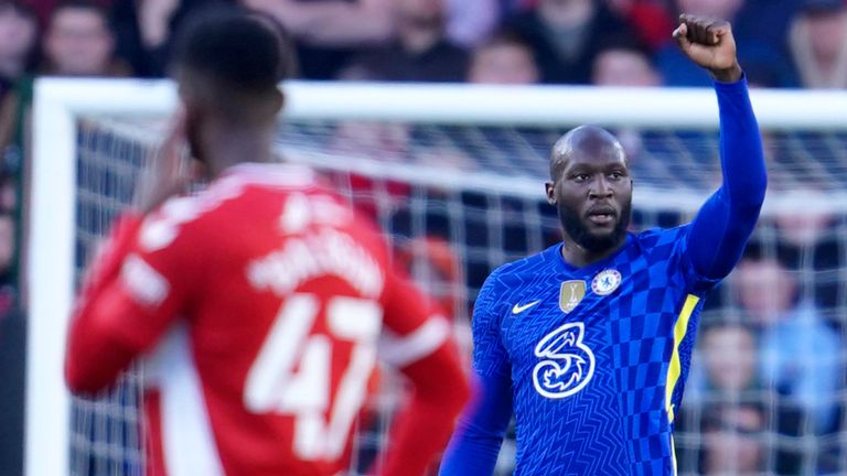 Romelu Lukaku celebrates his goal (AP)