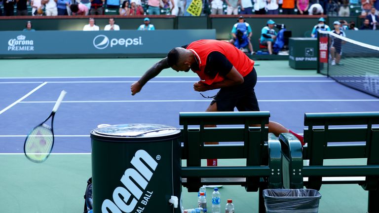 Nick Kyrgios defends racket wreck moments after losing his quarter-final against Rafael Nadal