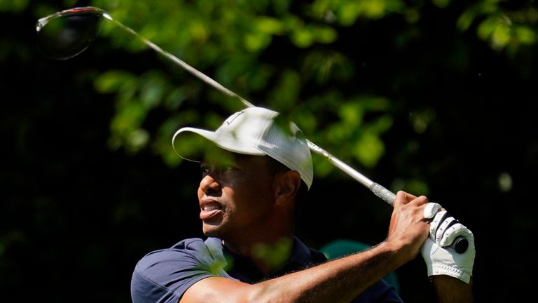 Woods played a practice round on Monday at Augusta