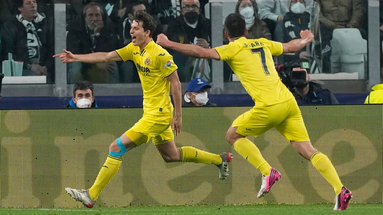 Pau Torres celebrates scoring against Juventus