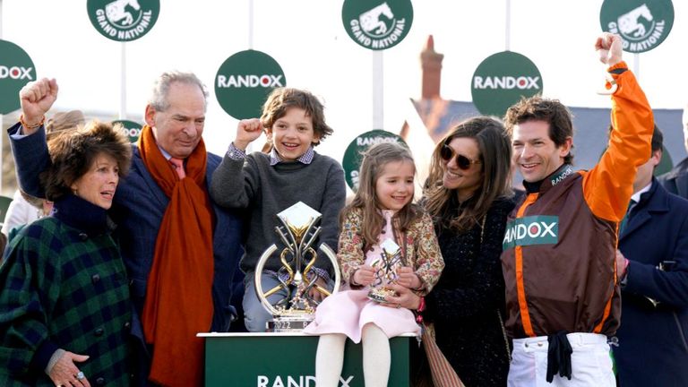The Waley-Cohen family celebrates Aintree's big patriotic win