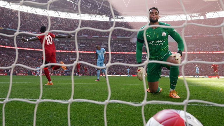Manchester City goalkeeper Zach Stephen appears to have made a mistake leading Liverpool to Sadio Mane to score Liverpool second